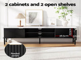 Artiss TV Unit & Coffee Table Set Storage Shelf Black FUR-S-TV-COF-WHBK