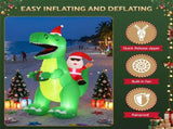 Jingle Jollys Christmas Inflatable Dinosaur 2.5M Illuminated Decorations XMAS-INF-DINO-SAN-8FT