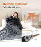 Wearable Heated Blanket Portable with Sleeves & Foot Pocket - Electric Snuggle Throw Blanket, 8 Heat V1107-742-17363