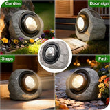 4Pack Solar Rock Lights Outdoor Ash Gray Garden Stone Spotlights with IP65 Waterproof LED, V1107-CS-EGWTPM49