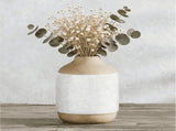 Ceramic Vase, Modern Farmhouse Brown & White Textured Flower Vase, Natural Wood Tone Decorative Boho V1366-AZ2-W-19384
