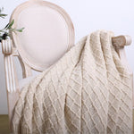 SOGA Beige Diamond Pattern Knitted Throw Blanket Warm Cozy Woven Cover Couch Bed Sofa Home Decor BLANKET922