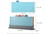 Coloerful 4-Piece Colour-Coded Index Cutting Board Set with Storage Stand - Food-Safe PP, Non-Slip, V888-ELOSUNG32075