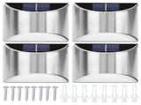 4Pcs Set Stainless Steel Solar Power LED Wall Light LightControl for Garden Yard Lighting V1294-YM0901-3111200146511