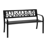 Gardeon Outdoor Garden Bench Seat Outdoor Furniture Steel 2 Seater Park Black GB-STEEL-XG282-BK