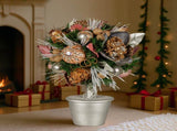 Christabelle 36cm Christmas Tabletop Topiary with Jewelled Baubles and Pine Cone 112_GUE518