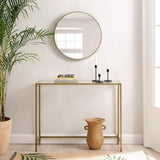 VASAGLE Console Table with Tempered Glass Golden V227-9101101023230