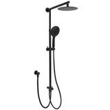WELS Matt Black Twin Shower 8" Round Head Set Sliding Rail 3 Mode Handheld Rose V1233-HR003M4CBSC842BKSR108B