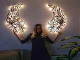 1 Pair Angel Wings Metal Mural Wall Sculpture Decor for Living Room V1294-YM0626-230419GW01-8