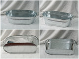 Party Drink Chiller Ice Buckets Set, 2 Piece Galvanized Oval Beverage Tub with Side Handle and Wide V1366-AZ2-W-17059