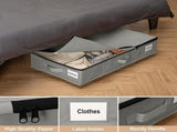 2-Pack -L- Under-Bed Storage Bins with Wheels, Foldable Flat Fabric Storage Containers for Clothes V1265-AU-461-L-GRAY-2
