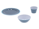 12Pcs/Set Tableware Set Dark Blue Grid Melamine Cup Bowl Plate for Home Restaurant Kitchen V1294-YM0901-3118210179311