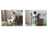 Hooded Blanket Wearable Polyester Plush Rabbit Ear Hooded Blanket Throw Soft Warm Blanket for Home V1294-YM0512-3117220259412