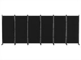 Artiss 6 Panel Room Divider Screen 323cm Wheel Fabric Black RD-D-PLY-323-WHEEL-BK