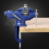 1Pc Professional Blue Clamp-on Table Vise with Rotating Swivel Base for Crafts V1192-AZ-W-32322