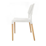 Artiss Dining Chairs Set of 4 Plastic Wooden Stackable White BA-TW-M2503-086-WHX4