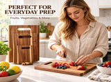 3Pcs Wooden Cutting Board Set with Storage Stand, Chopping Boards for Kitchen Food Preparation V1181-KD005