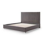 Hillsdale Bed Frame Polyester Fabric Padded Upholstery High Quality Slats Polished Stainless Steel V43-BED-HILL-QGR