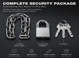 Security Chain Lock, 31 inch Heavy Duty 8mm Thick Chain and Lock, Galvanized Anti-Rust and V1366-AZ2-W-18462