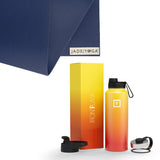 Jade Yoga Harmony Mat - Midnight & Iron Flask Wide Mouth Bottle with Spout Lid, Fire, 32oz/950ml V398-JY-368MB-IFB