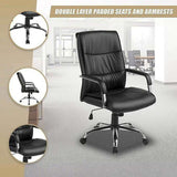 PU Leather Office Chair Ergonomic Executive Swivel Desk Chair with Padded Seat in Black V63-774965