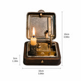 Vintage Mechanical Candle Box with Snuffer, Antique Brass & Wood Wind-Up Candle Holder, V1366-AZ2-W-24708