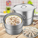 SOGA Food Steamer 32cm Commercial 304 Top Grade Stainless Steel 2 Tiers STEAMERSS2781A32CM