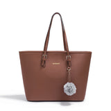 Brown Large Capacity PU Leather Tote Bag for Women, Elegant Shoulder Bag for Work Shopping Party V1188-MS-325-0323