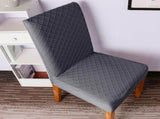 Stretch Solid Diamond Lattice Dining Chair Cover Removable Washable Short Dining Chair Protector for V1294-YM0901-H40121DGY