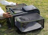 Gray Blue Foldable Portable Pet Carrier Bag - Large Capacity Travel Backpack for Cats and Small V888-ELOSUNG13140