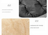 L Size 60x75cm Grey Oval Pet Bed - Arctic Fleece and PP Cotton - Thickened Warmth, Non-Slip Base, V888-ELOSUNG53936