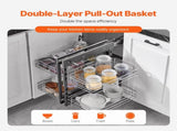 Min 15"W Opening Blind Corner Pull Out Organizer, 2 Tier 4 Shelf Kitchen Cabinet Organizer, Chrome V952-MJSNLDGG2C25YYEKJV0