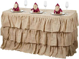 Efavormart 3 Tier Rustic Elegant Ruffled Burlap Table Skirt for Kitchen Dining Catering Wedding V1258-DP02-C-3154