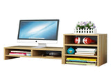Wooden Desk Monitor Riser Stand With 3Tier Storage Shelves Desktop Bookshelf V462-SP-55-04