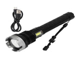 Super Bright Zoomable Flashlight USB Rechargeable Waterproof Aluminum Outdoor Torch V1263-JX-4286