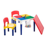 Children's 2-in-1 Building Blocks Table & Chairs Set w/ 100 Blocks V196-8601