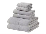 Light Grey Luxury 6-Piece 100% Cotton Towel Set - 2 Bath Towels, 2 Hand Towels, 2 Face Towels V888-ELOSUNG16785