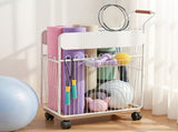 Everfit Yoga Mat Storage Rack Mobile Holder with Wheels Basket Home Gym Storage Organizer White BSR-A-SQ