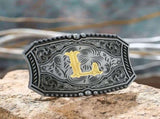 Men's American Western Belt Knight Vintage Initial Letters A to Z Alphabet Cowboy Rodeo Belt V1188-CYX-J02-2168