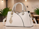 White Tote Bag Women'S Handbag Leaf Charm Bag Stylish Women'S Bag Designer Tote - Black - Size V1347-945-04108-BLK-26-13-18
