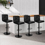 Artiss 4x Bar Stools Gas Lift Leather Chair Black BA-K-1536-BKX4