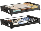 Under Storage with Wheels,XXL 60L Under Storage Containers with Clear Lids, Rolling Under V1107-127-30550-BLK-60L