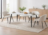 1 Artiss Dining Table and 4 Chairs Set White Marble Style DSET-MAR150-KJC150-WHX4