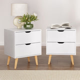 Artiss 2X Bedside Table 2 Drawers - BODEN White FURNI-E-SCAN-BS01-WHX2