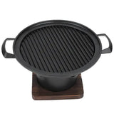 1 Piece Korean Smokeless Charcoal BBQ Grill, Aluminium Grill with Wood Base for Home Barbecues, V1189-LC-HW-00343