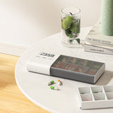 Portable Pill Organizer with Sound Flashing Light and Vibration Alarm, Weekly Pill Dispenser, V1192-AZ-W-3889