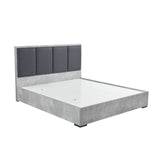 Queen 4 Pcs Bedroom Suite with Dresser Fabric Upholstery MDF Combination of Black & Cement Colour V43-BDS-COP-4PC-DRS