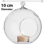 10 x Hanging Clear Glass Ball Tealight Candle Holder - 10cm Diameter / High - Wedding Globe V382-CLRBALL10CMX10