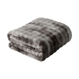 Ruched Luxury Faux Fur Throw Blanket black Tie-dye Rabbit Fur Blanket for Couch, Living Room, Fuzzy, V1369-AZ3-W-17825
