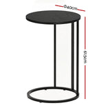 Artiss C Shaped End Table Set of 2 Coffee Table Side Table Round Black FURNI-G-IND-COF-01-BKX2